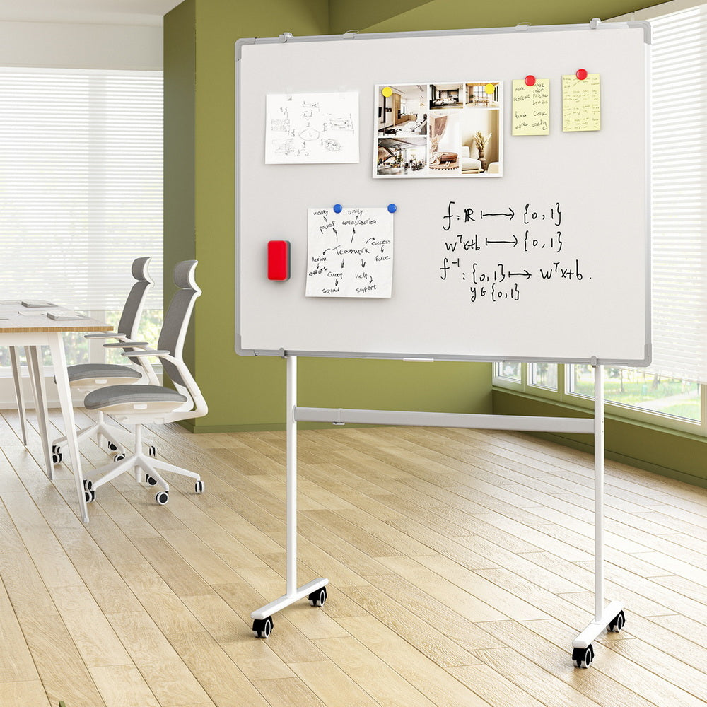90x120cm Standing Whiteboard with Wheels Magnetic Double-Sided Erase Board 6