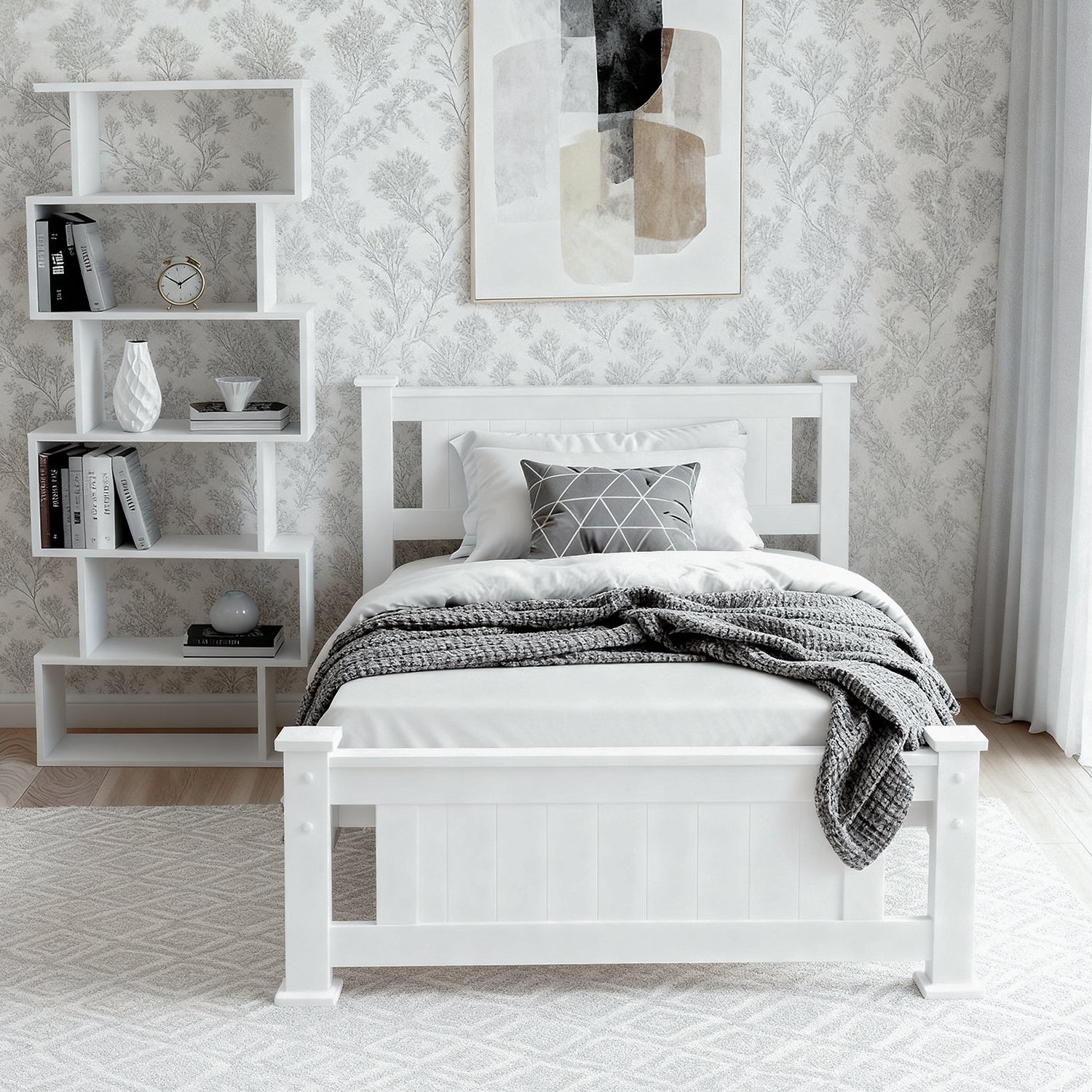 Artiss King Single Bed Frame and Bookshelf 5
