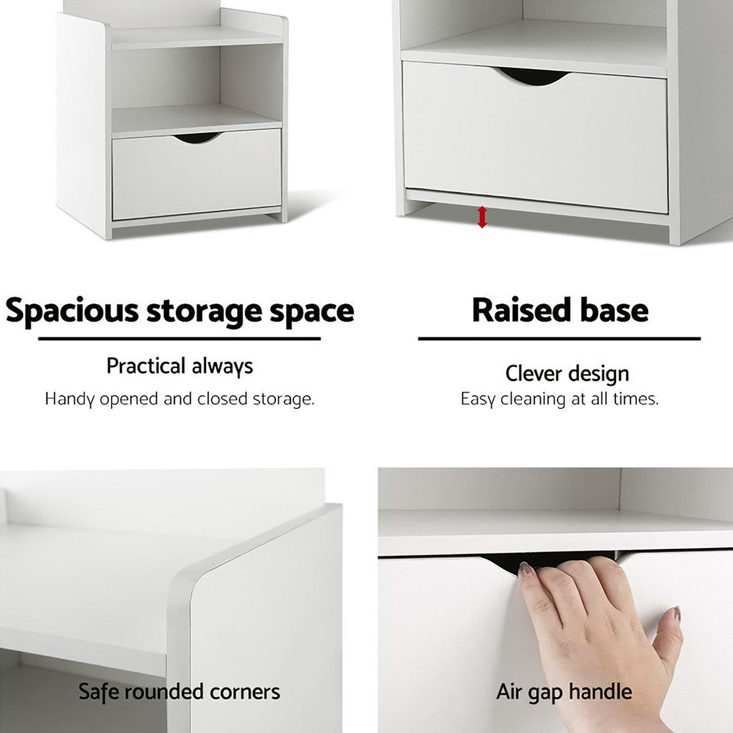 Artiss King Single Bed Frame and Bedside Table White 6