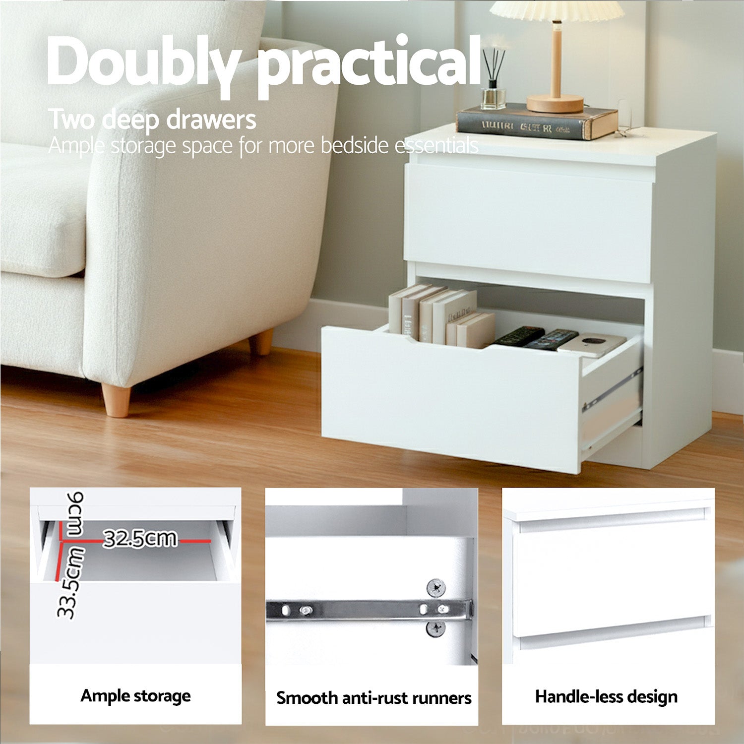 Artiss King Single Bed Frame and Bedside Table 6