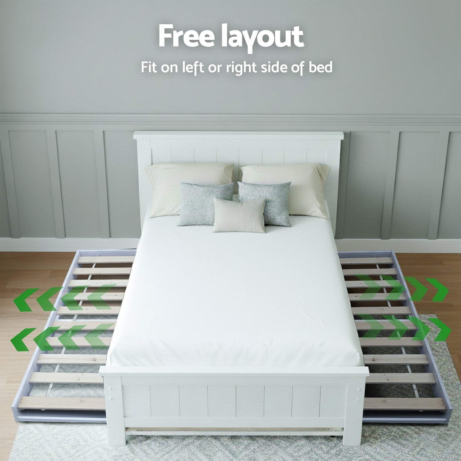 Artiss King Single Bed Frame and Bedside Table White 4