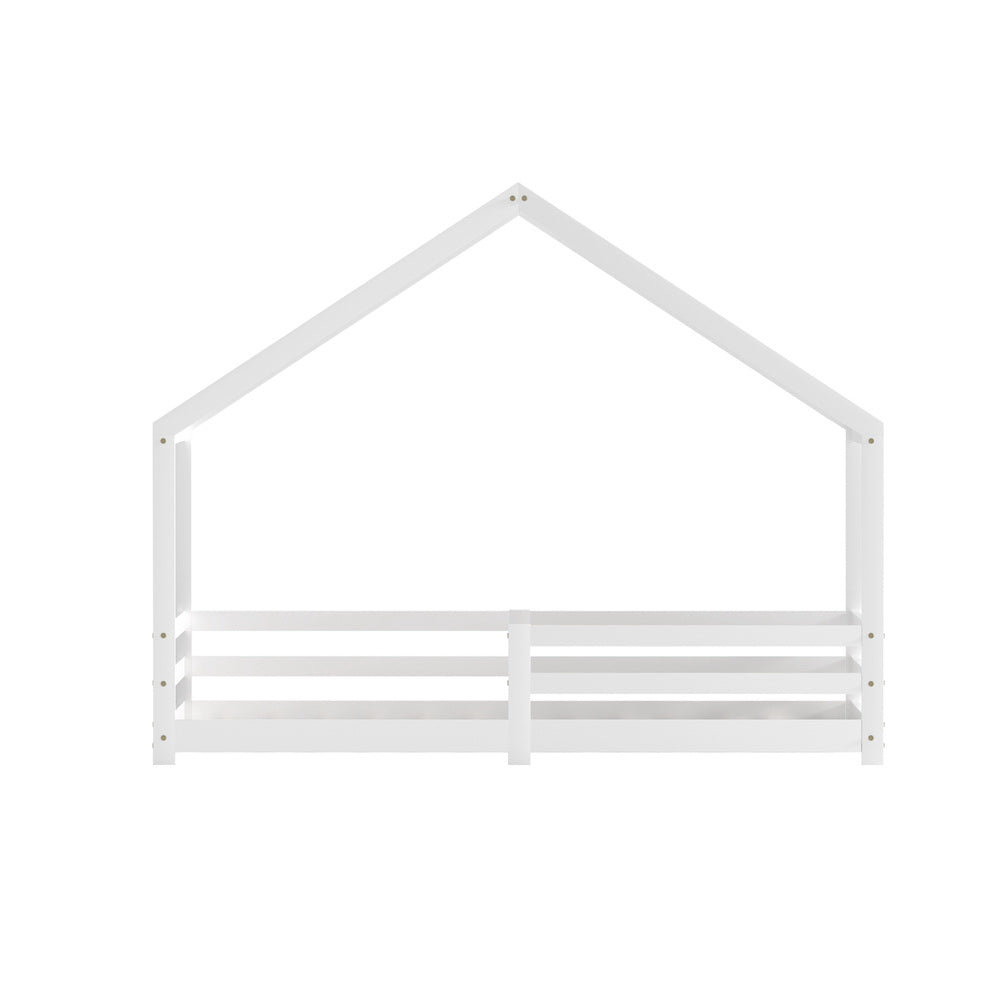 Artiss Bed Frame Wooden Kids Single House Frame White AMOS 3
