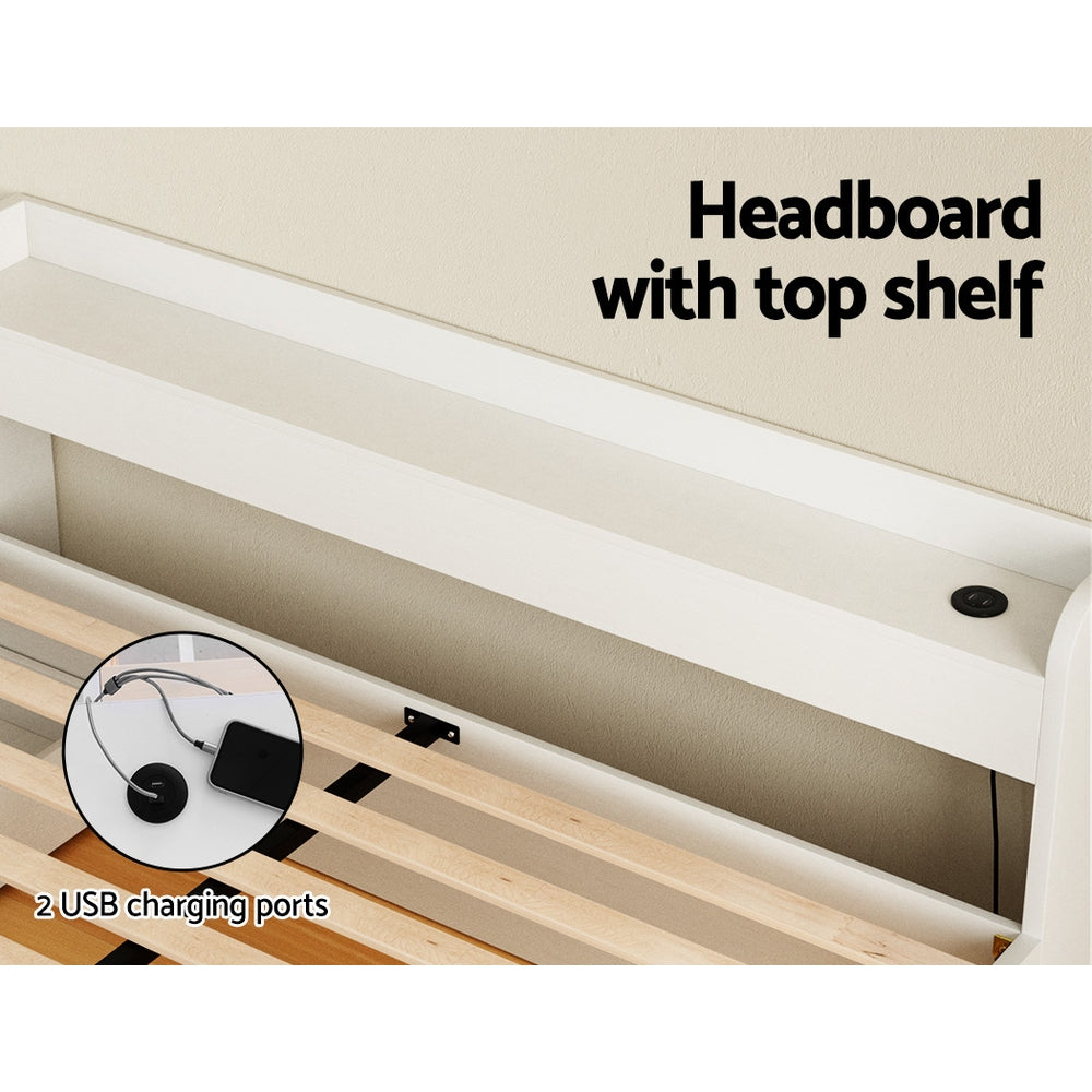 Artiss Bed Frame Double Size Mattress Base wtih Charging Ports 2 Storage Drawers 5