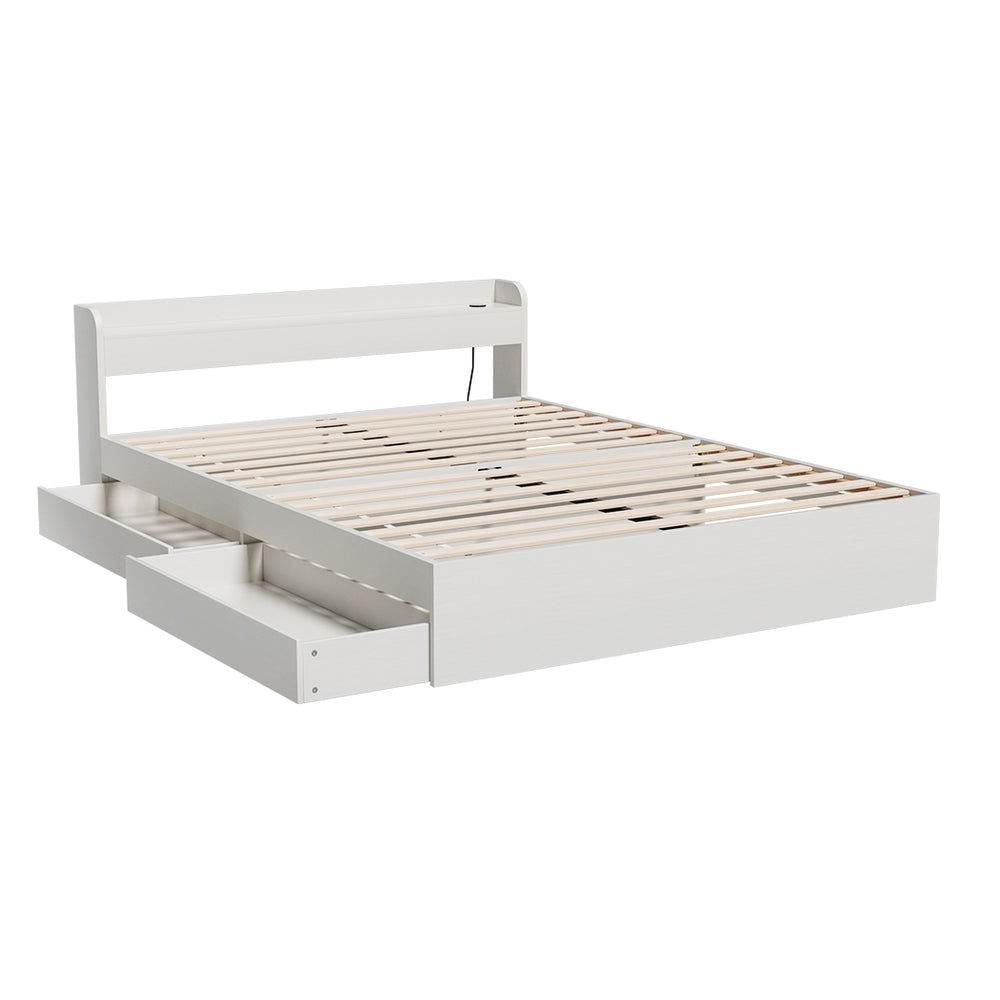 Artiss Bed Frame Queen Size Mattress Base wtih Charging Ports 2 Storage Drawers 7