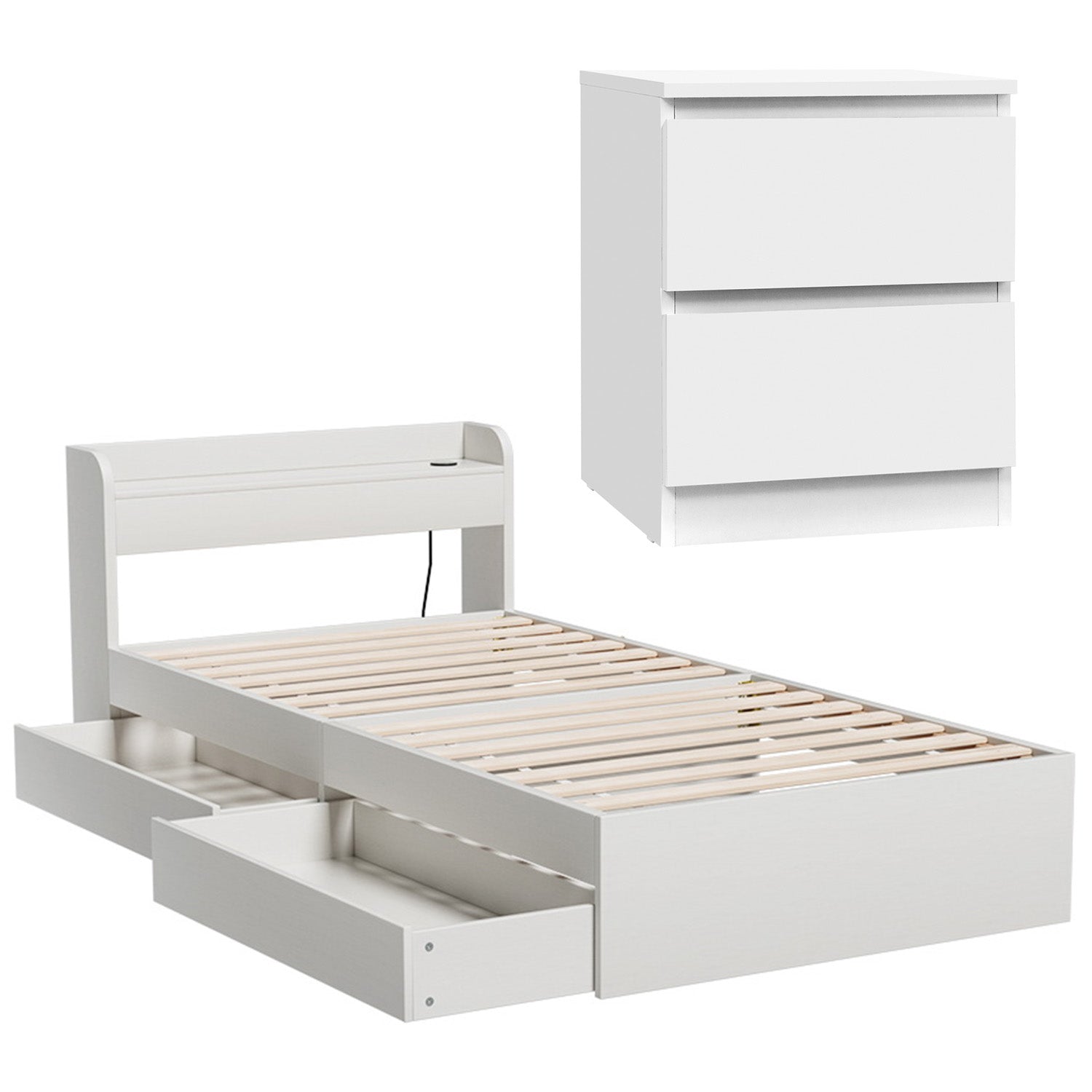 Artiss Single Bed Frame and Bedside Table 3