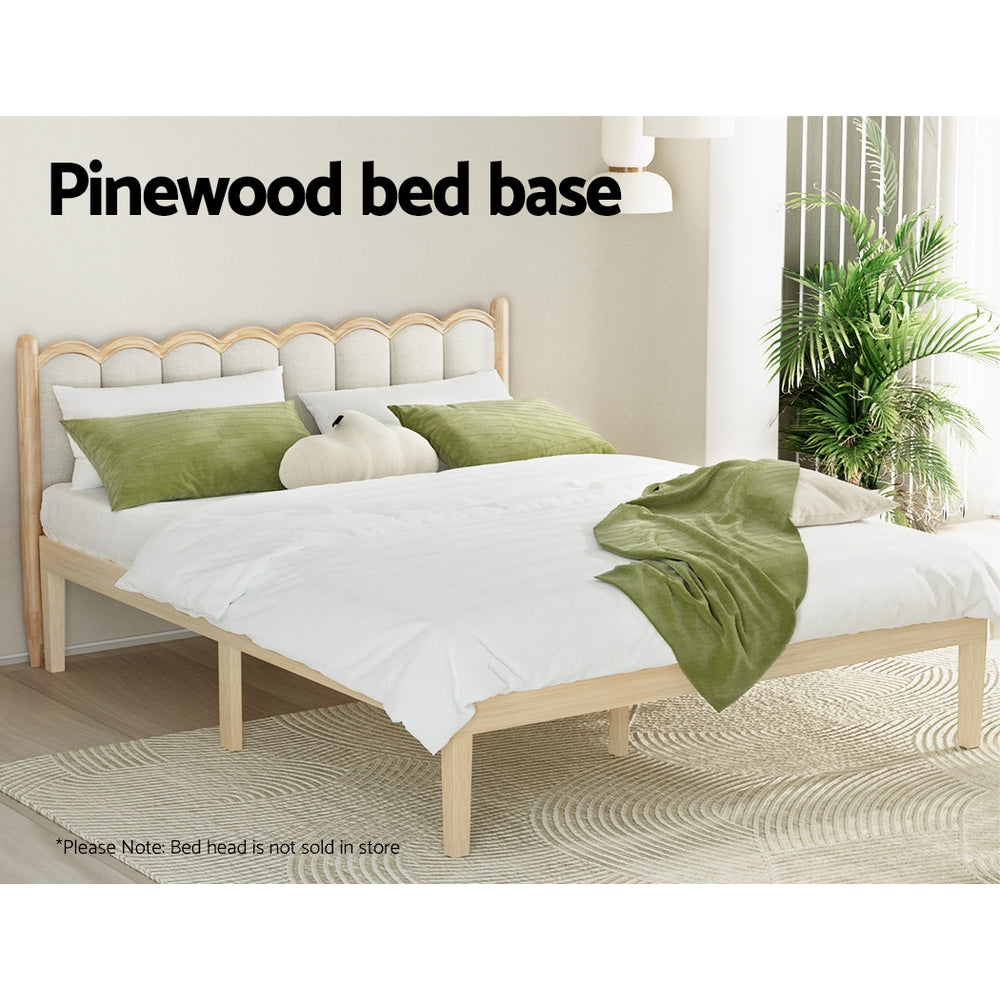 Artiss Bed Frame Queen Size Wooden Base Mattress Platform Timber Pine BRUNO 4