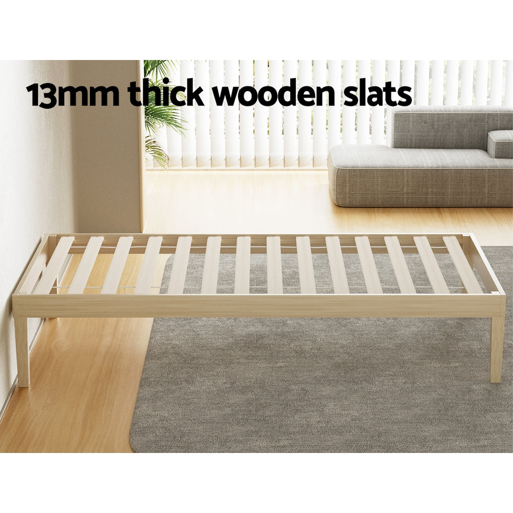 Artiss Bed Frame Single Size Wooden Base Mattress Platform Timber Pine BRUNO 5