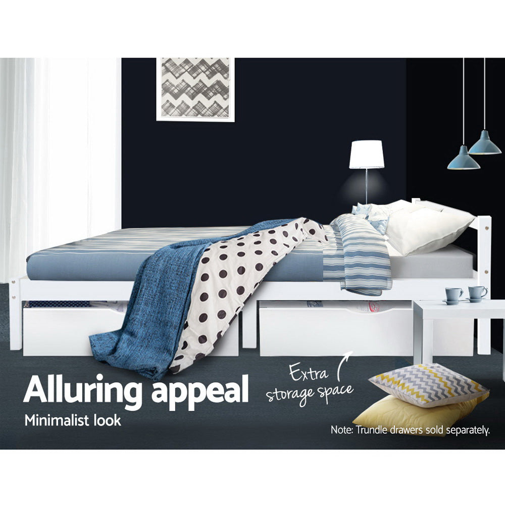 Artiss Bed Frame Double Size Wooden White LEXI 6