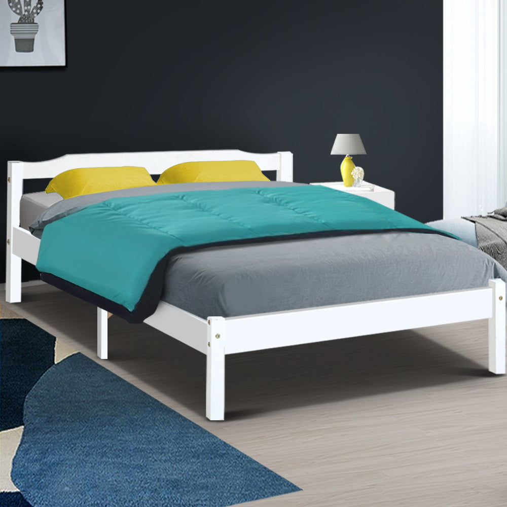 Artiss Bed Frame Double Size Wooden White LEXI 7