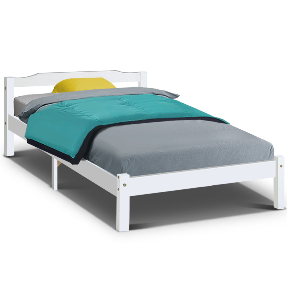Artiss Bed Frame King Single Size Wooden White LEXI 8