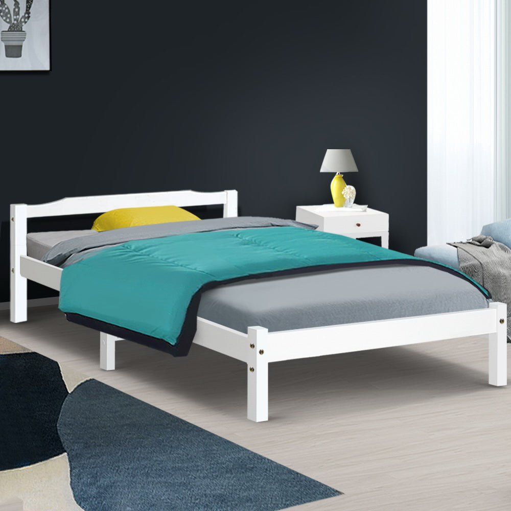 Artiss Bed Frame King Single Size Wooden White LEXI 7
