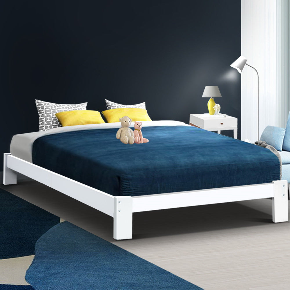 Artiss Bed Frame Double Size Wooden White JADE 7