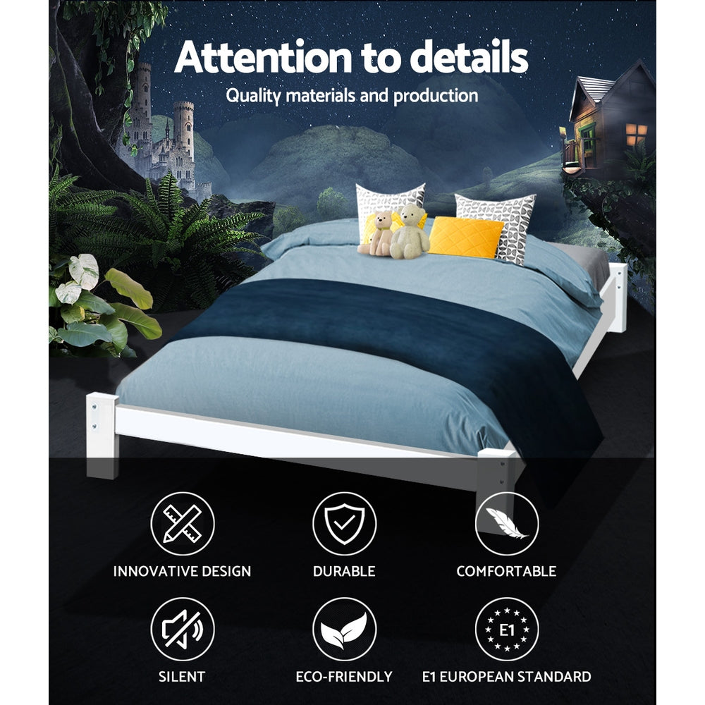 Artiss Bed Frame Queen Size Wooden White JADE 3