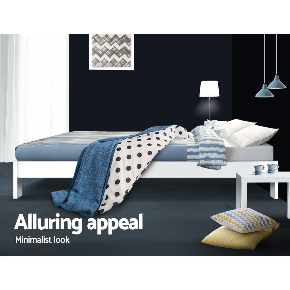 Artiss Bed Frame Queen Size Wooden White JADE 6