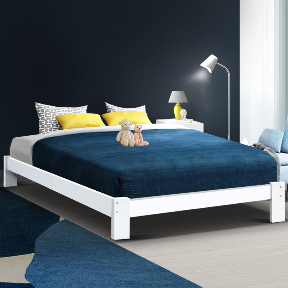Artiss Bed Frame Queen Size Wooden White JADE 7