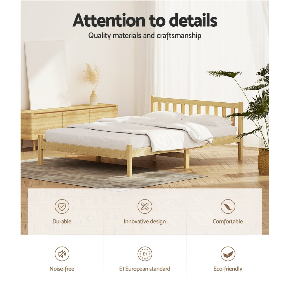 Artiss Bed Frame Double Size Wooden Oak SOFIE 4