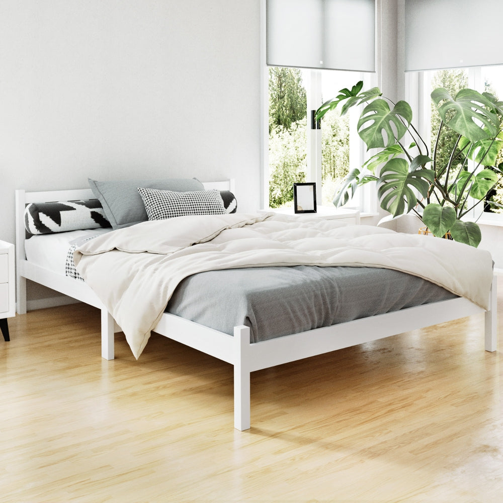 Artiss Bed Frame Double Size Wooden White SOFIE 8