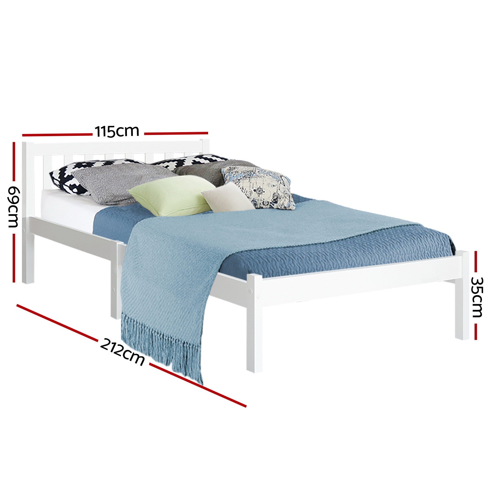 Artiss Bed Frame King Single Size Wooden White SOFIE 3