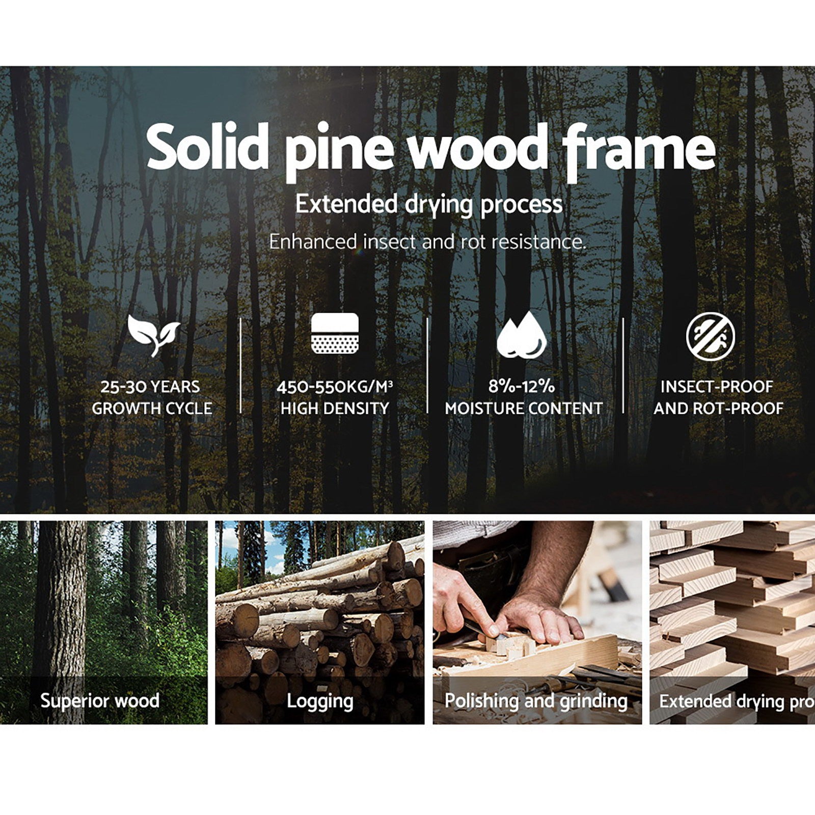 Artiss Bed Frame King Single Size Wooden White SOFIE 6