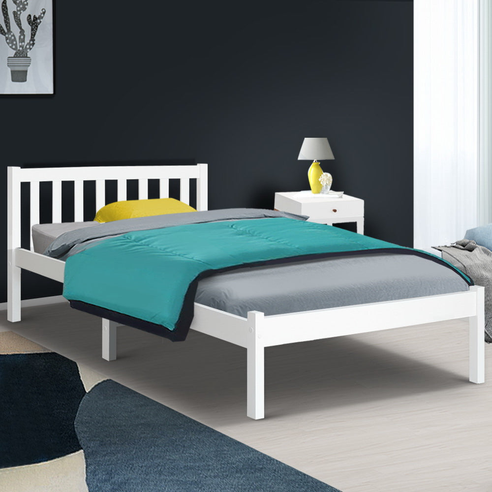 Artiss Bed Frame King Single Size Wooden White SOFIE 8
