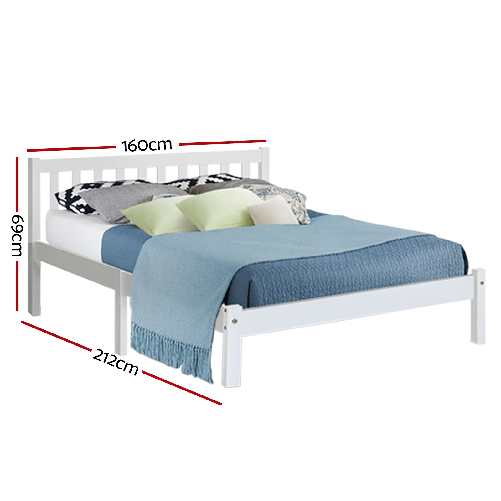Artiss Bed Frame Queen Size Wooden White SOFIE 3