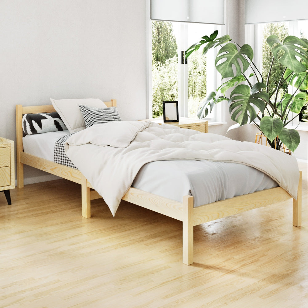 Artiss Bed Frame Single Size Wooden Oak SOFIE 8