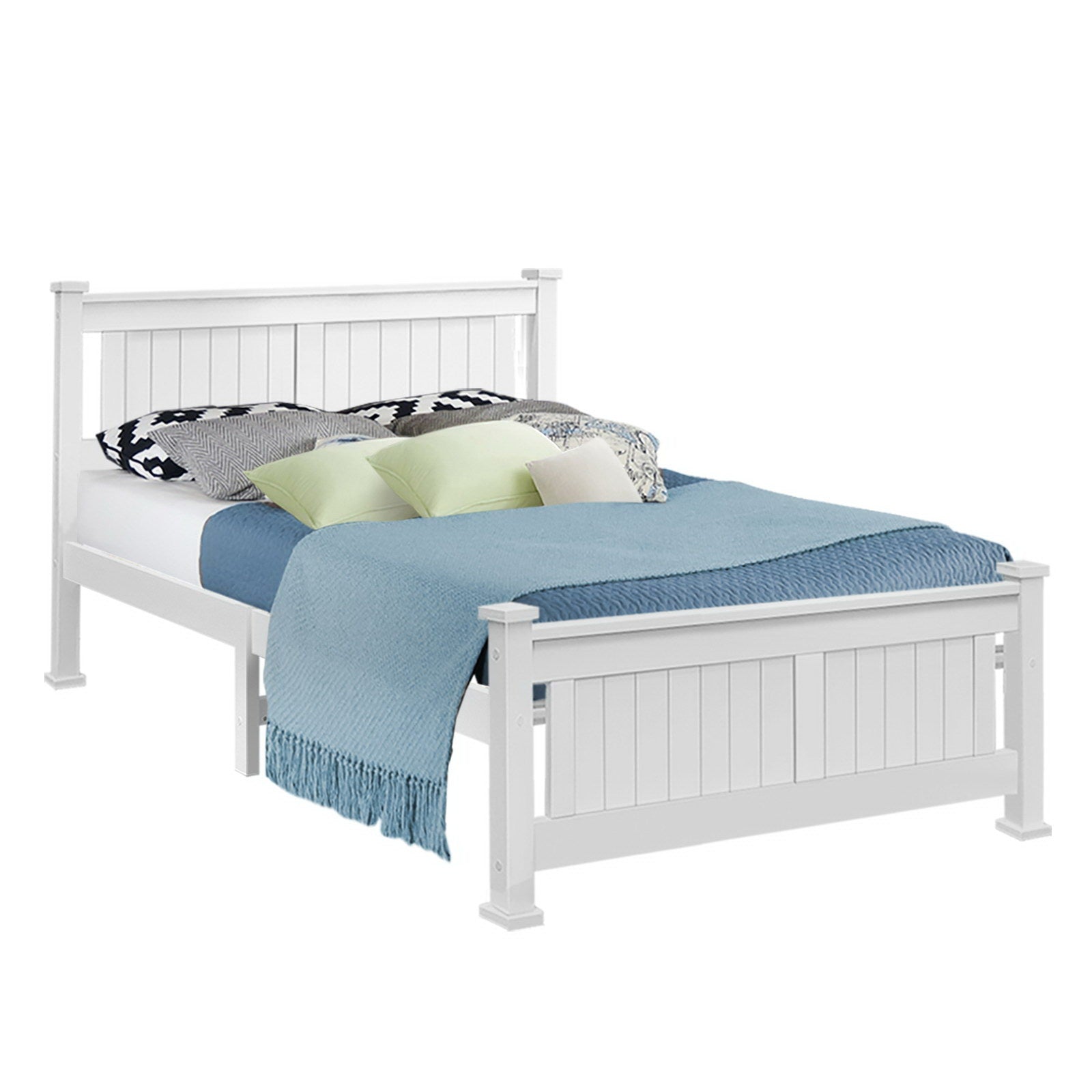 Artiss Bed Frame Double Size Wooden White RIO 8