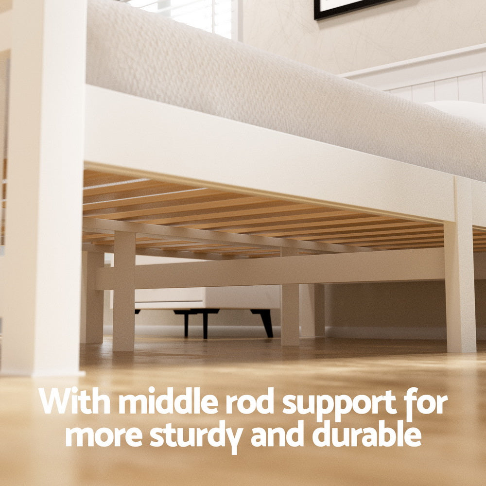 Artiss Bed Frame Double Size Wooden Platform with 2 Storage Drawers White RIO 4