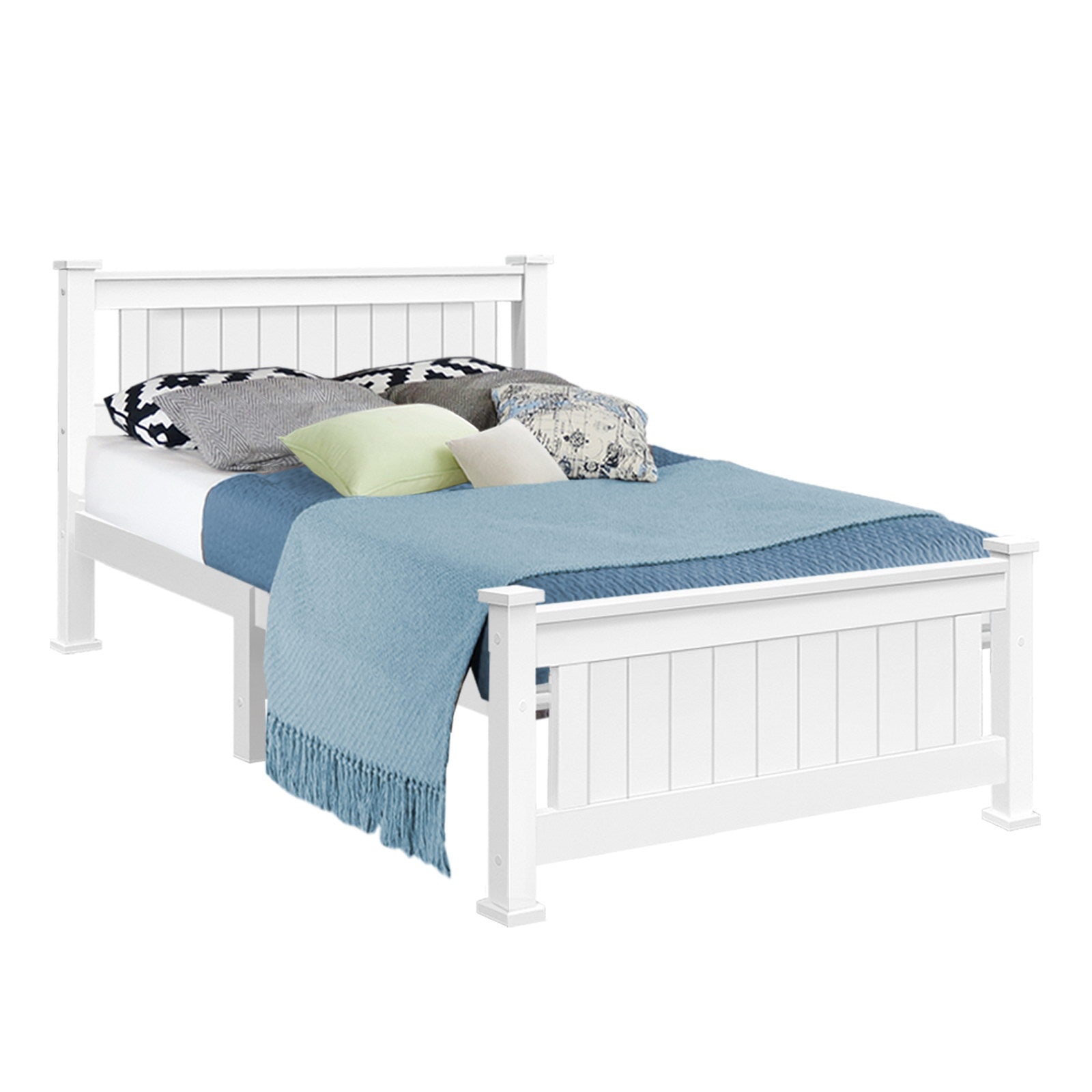 Artiss Bed Frame King Single Size Wooden White RIO 8
