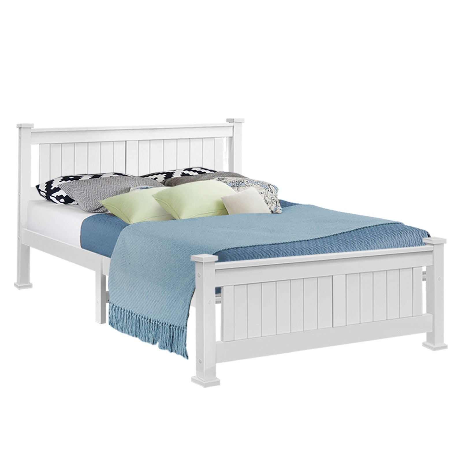 Artiss Bed Frame Queen Size Wooden White RIO 8