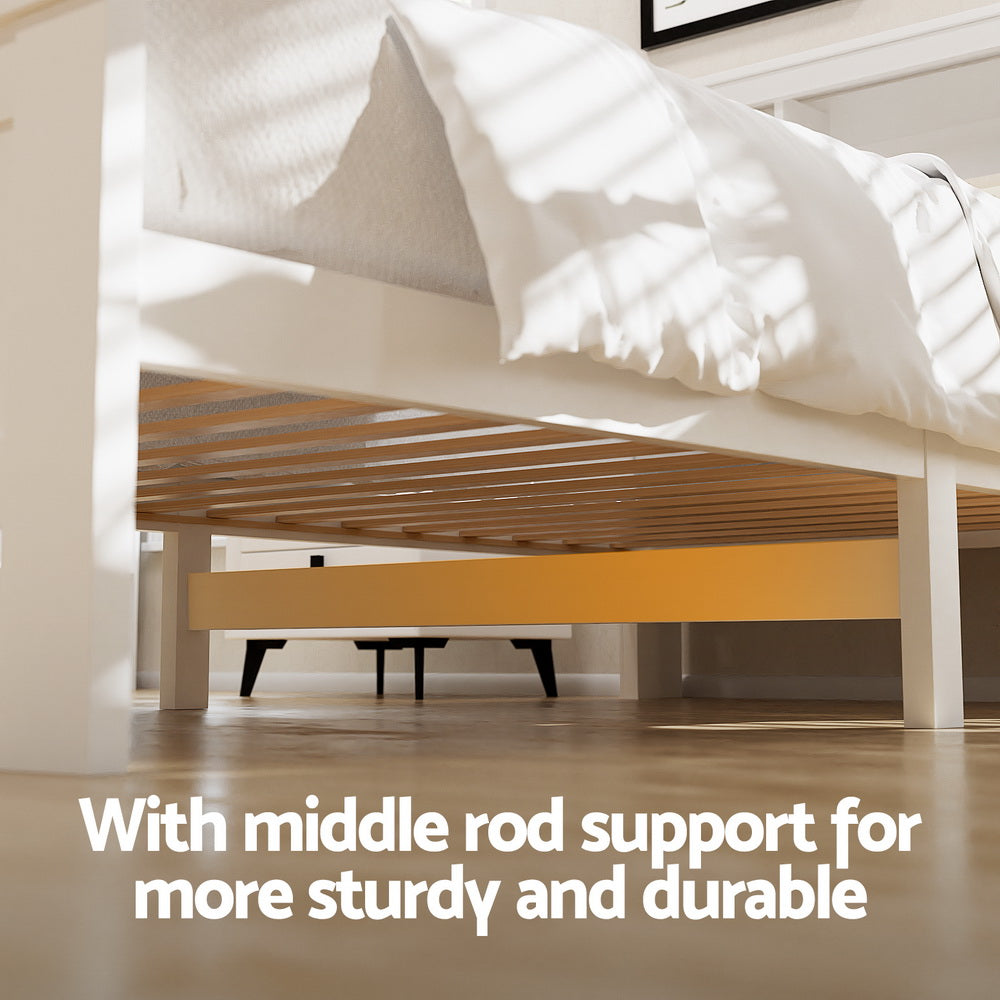 Artiss Bed Frame King Single Size Wooden with 2 Storage Drawers White 5