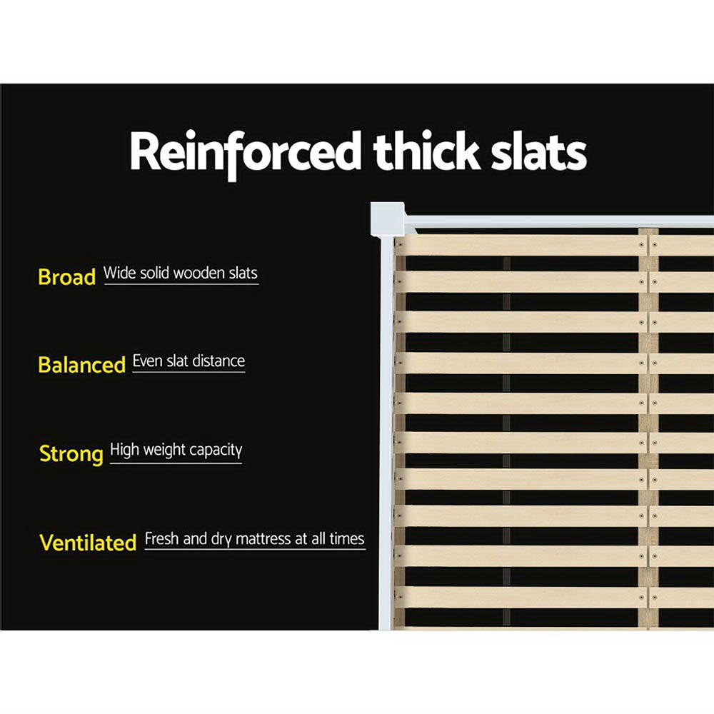 Artiss Bed Frame Double Size Wooden White PONY 5