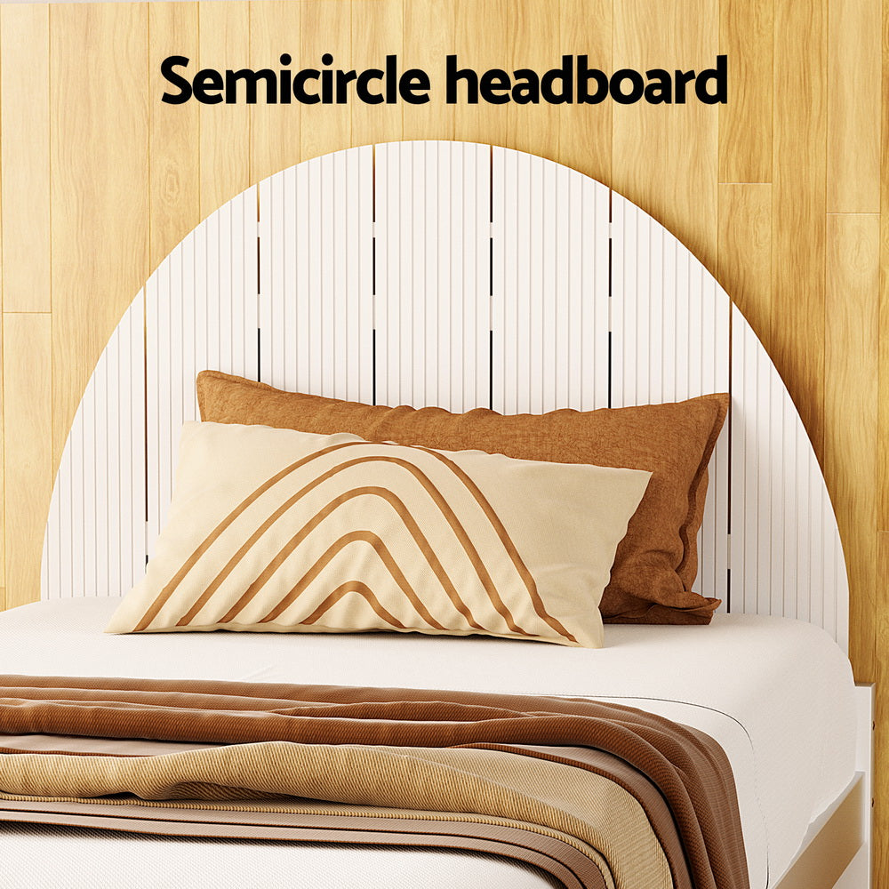 Artiss Bed Frame King Single Size Wooden White DALY 4