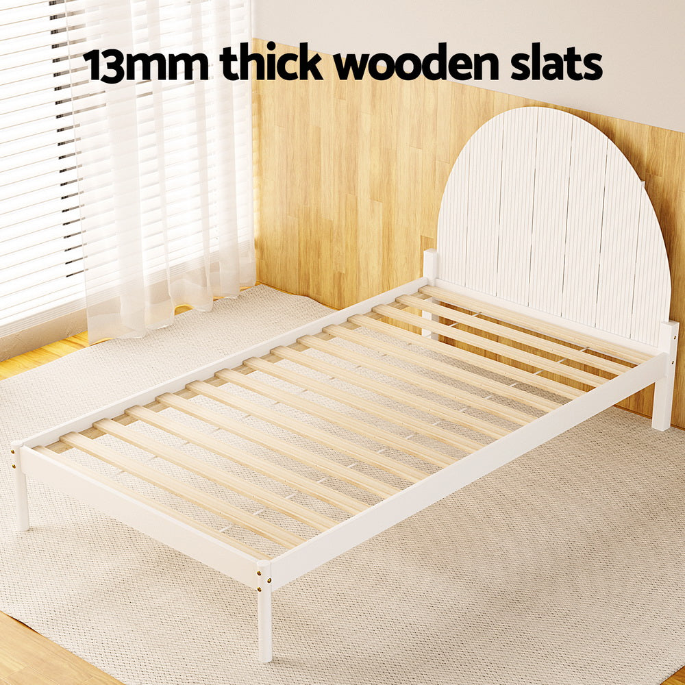 Artiss Bed Frame King Single Size Wooden White DALY 5