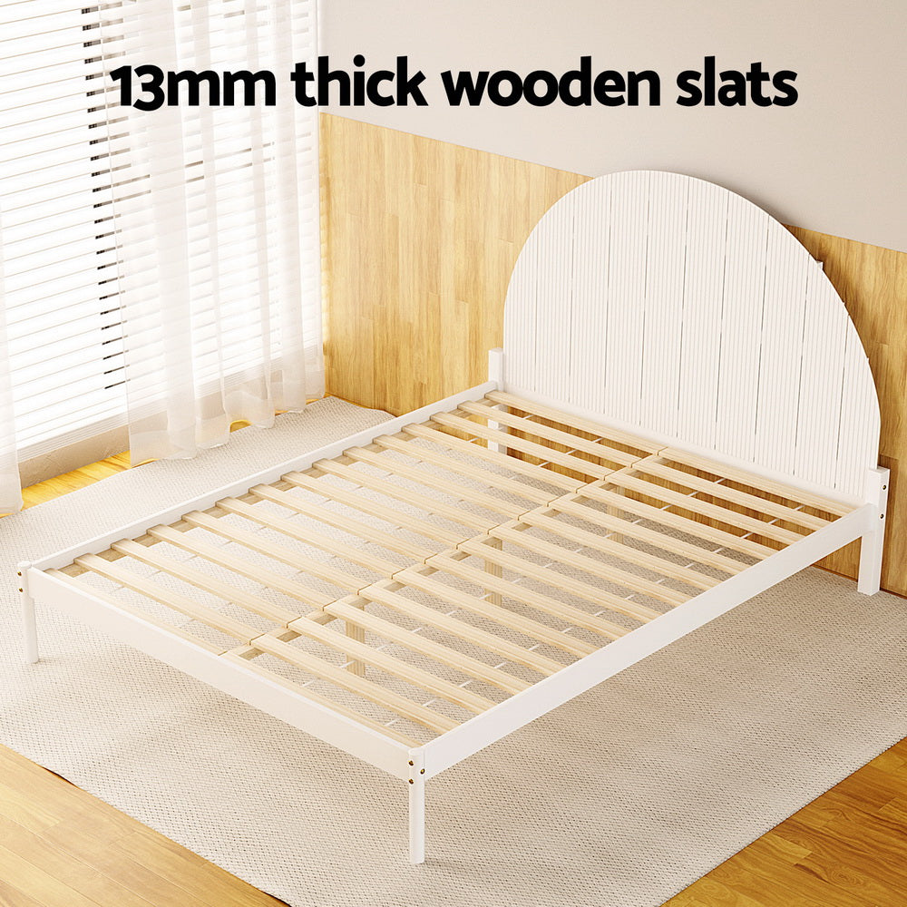Artiss Bed Frame Queen Size Wooden White DALY 5
