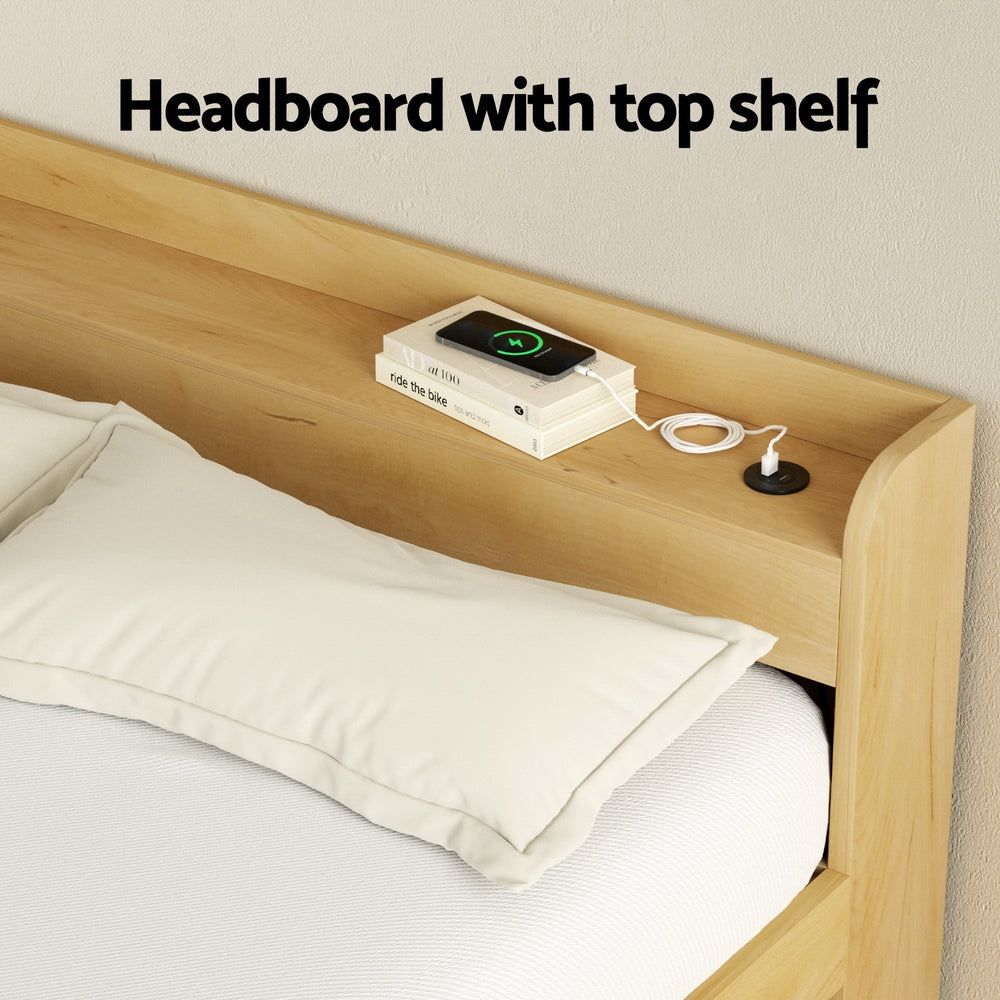 Artiss Bed Frame Double Size with Charging Ports and 2 Drawers AURA 4