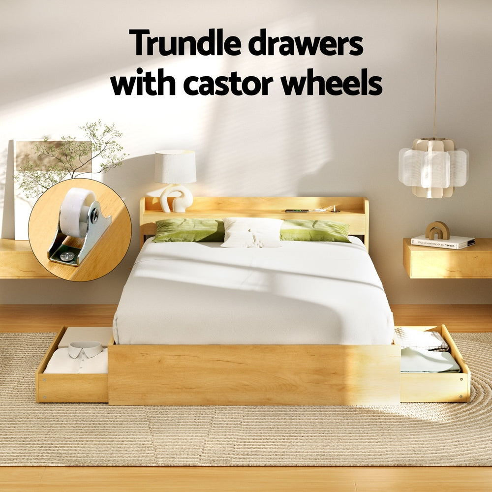 Artiss Bed Frame Double Size with Charging Ports and 2 Drawers AURA 5