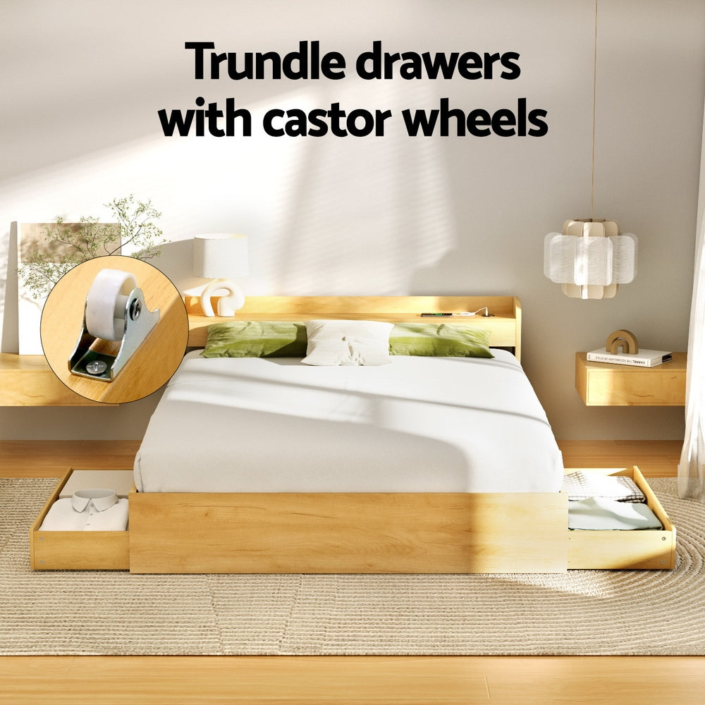 Artiss Bed Frame Queen Size with Charging Ports and 2 Drawers AURA 5