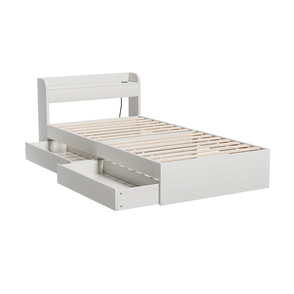 Artiss Bed Frame Single Size with Charging Ports and 2 Drawers AURA 4