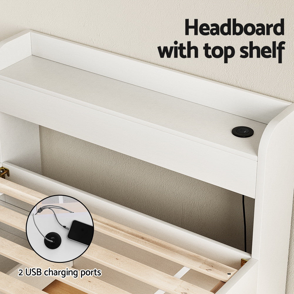 Artiss Bed Frame Single Size with Charging Ports and 2 Drawers AURA 6