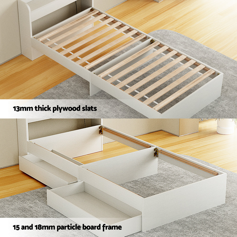 Artiss Bed Frame Single Size with Charging Ports and 2 Drawers AURA 7