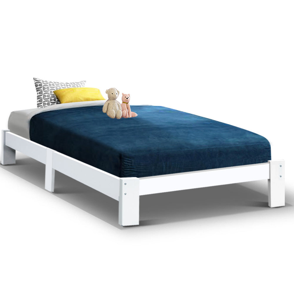 Artiss Bed Frame King Single Size Wooden White JADE 8