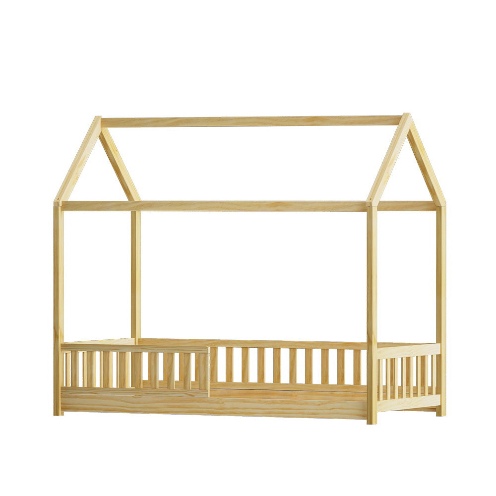 Artiss Bed Frame Wooden Kids House Frame Oak ROCK 7