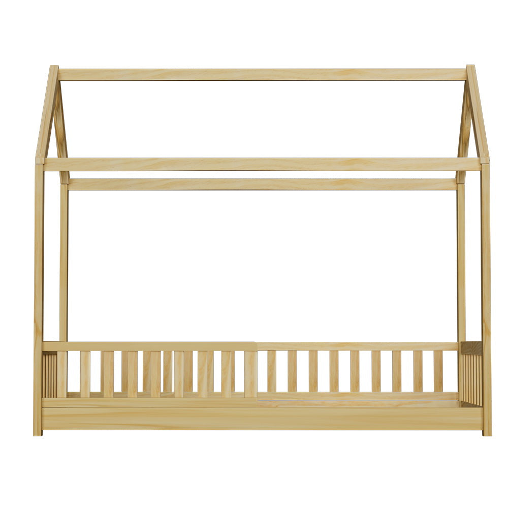 Artiss Bed Frame Wooden Kids House Frame Oak ROCK 3