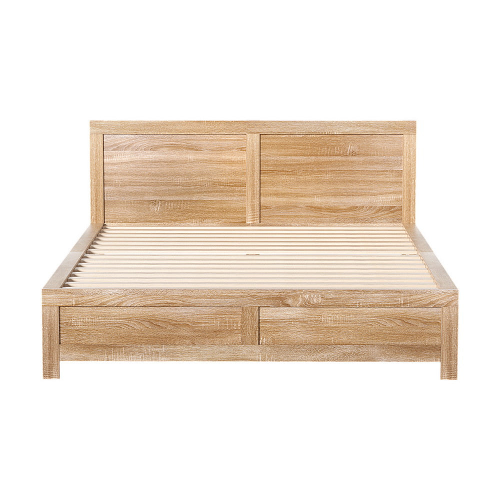 Artiss Bed Frame Queen Size Wooden Acacia Wood OATMEAL 4