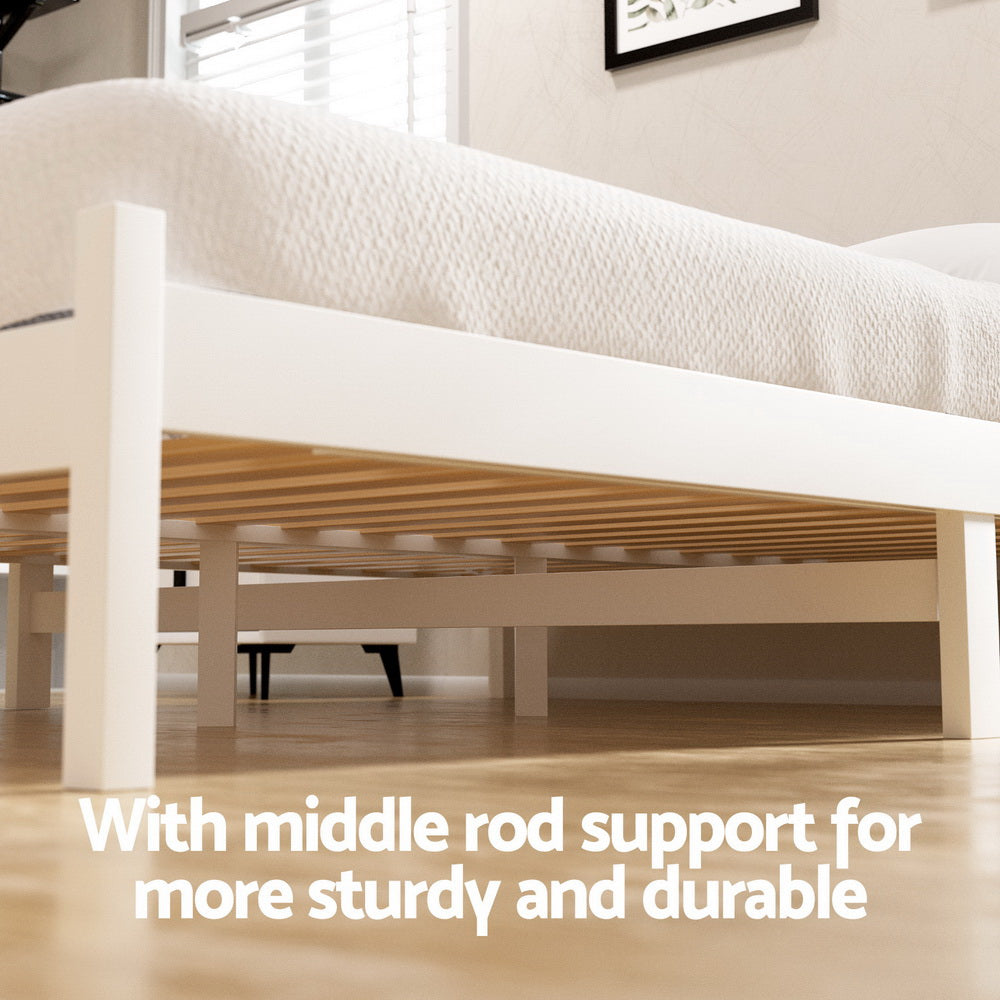 Artiss Bed Frame Double Size Wooden Platform with 2 Storage Drawers White SOFIE 4