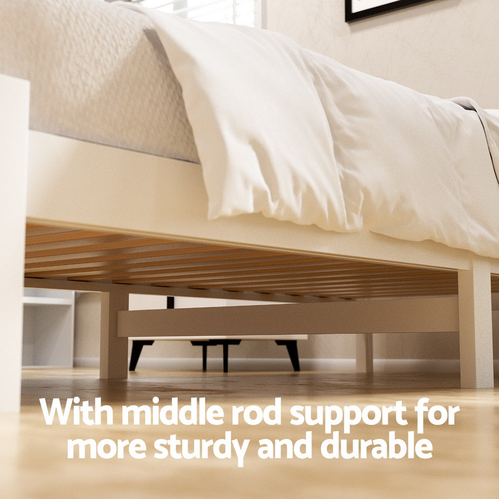 Artiss Bed Frame Single Size Wooden Platform with 2 Storage Drawers White SOFIE 4