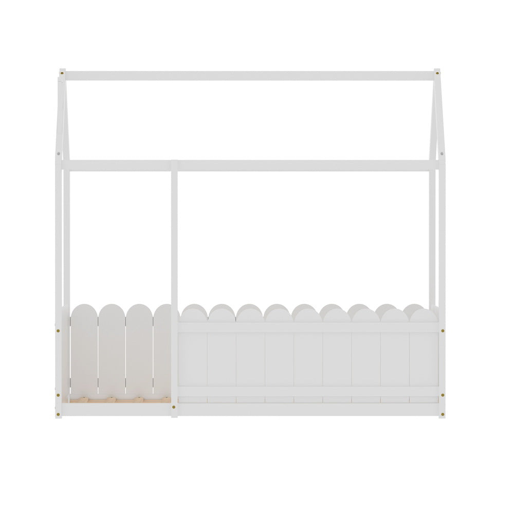 Artiss Bed Frame Wooden Kids House Single Frame White KORI 3