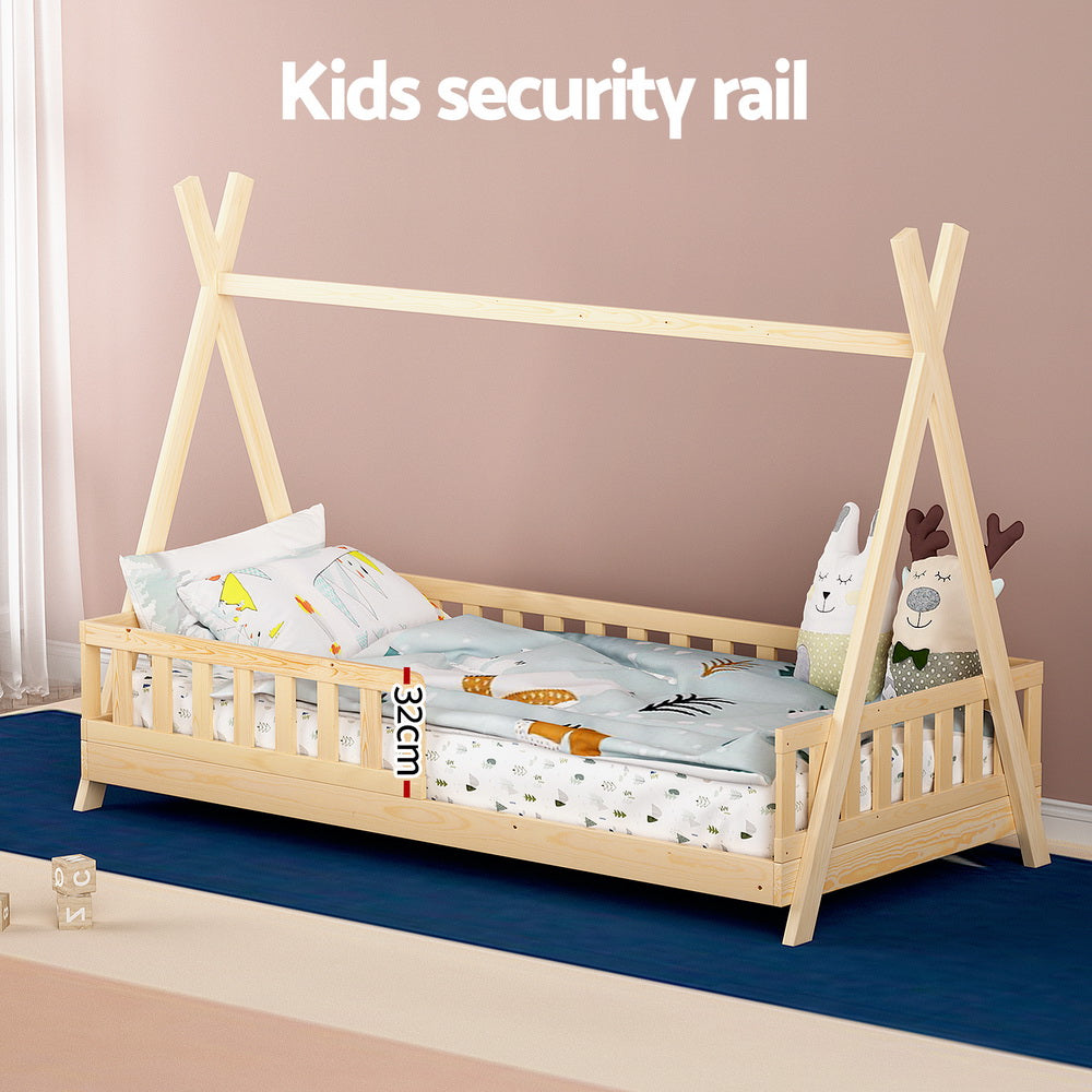 Artiss Bed Frame Wooden Kids House Frames Oak PUAH 5