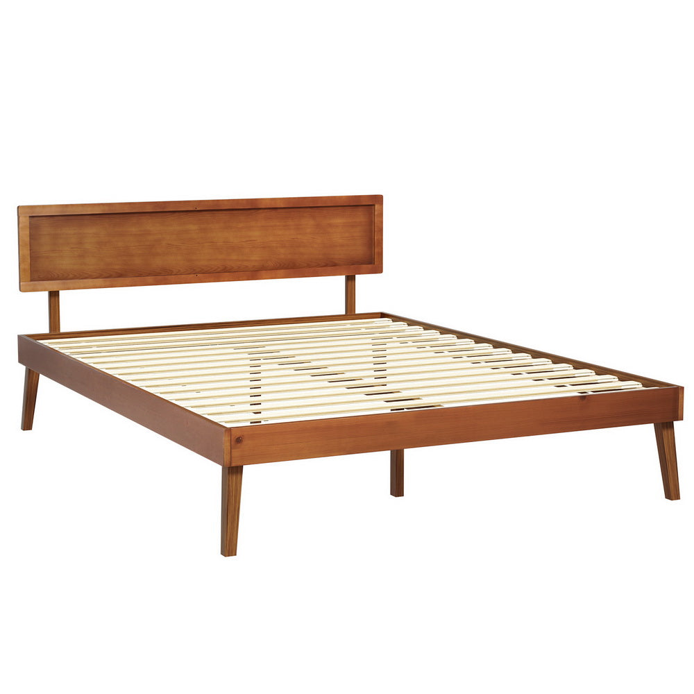 Artiss Bed Frame Queen Size Wooden Bed Base Walnut SPLAY 7